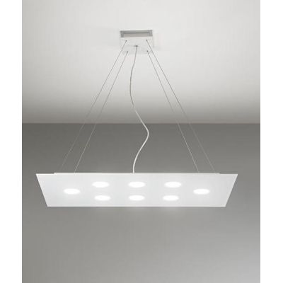2079X FLET LAMPADARIO RETTANGOLARE 8 E 2 LUCI LED SOSTITUIBILI METALLO BIANCO AFFRALUX - Cristalensi Shop Online