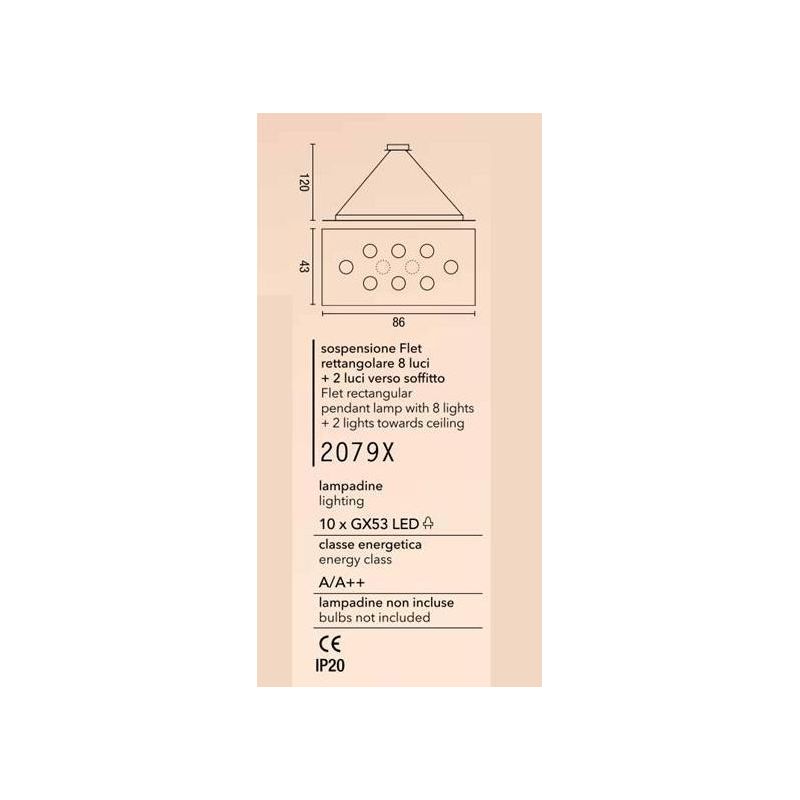 2079X FLET LAMPADARIO RETTANGOLARE 8 E 2 LUCI LED SOSTITUIBILI METALLO BIANCO AFFRALUX - Cristalensi Shop Online