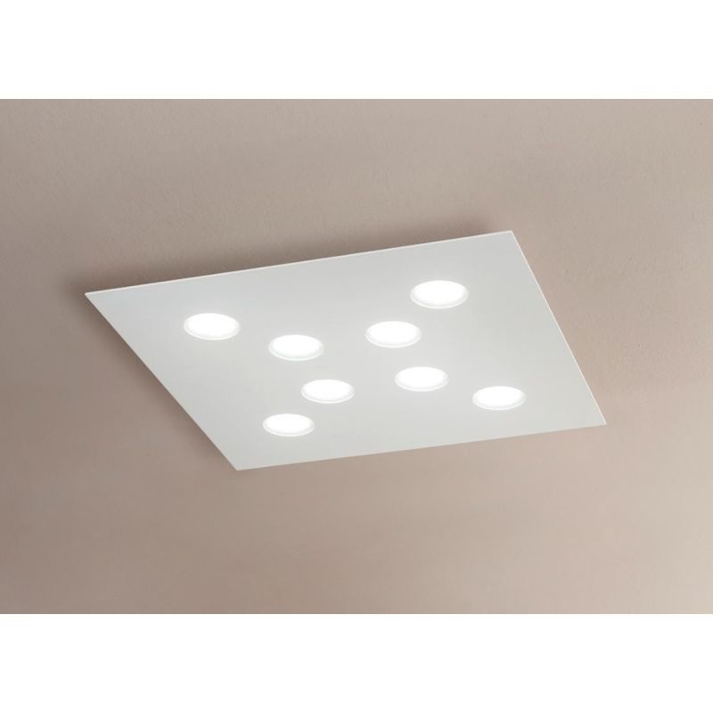 2078P FLET PLAFONIERA QUADRATA 8 LUCI SOSTITUIBILI ALLUMINIO BIANCO MODERNA AFFRALUX AFFRALUX - Cristalensi Shop Online