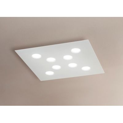 2078P FLET PLAFONIERA QUADRATA 8 LUCI SOSTITUIBILI ALLUMINIO BIANCO MODERNA AFFRALUX AFFRALUX - Cristalensi Shop Online