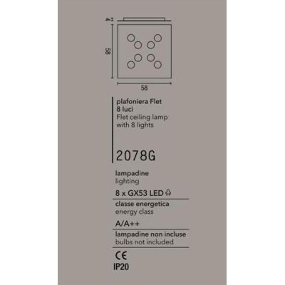 2078P FLET PLAFONIERA QUADRATA 8 LUCI SOSTITUIBILI ALLUMINIO BIANCO MODERNA AFFRALUX AFFRALUX - Cristalensi Shop Online