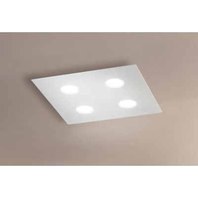 2078P FLET PLAFONIERA QUADRATA 4 LUCI SOSTITUIBILI ALLUMINIO BIANCO MODERNA AFFRALUX - Cristalensi Shop Online