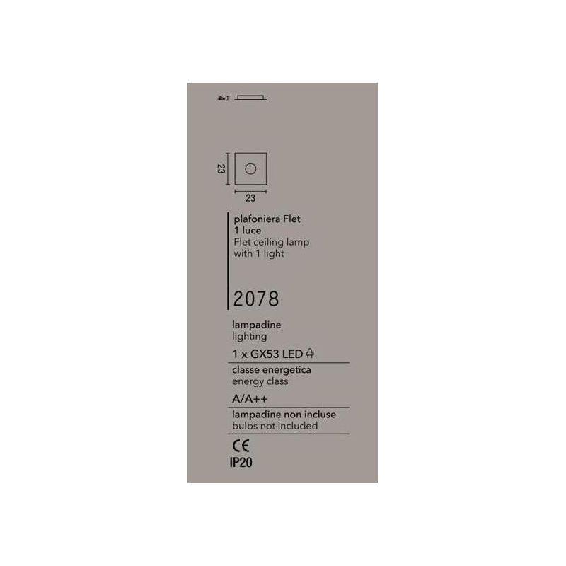 2078 FLET PLAFONIERA PICCOLA LATO 23 CM CON LAMPADINA SOSTITUIBILE MODERNA ECONOMICA AFFRALUX - Cristalensi Shop Online