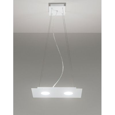 2079P FLET LAMPADARIO RETTANGOLARE 2 E 1 LUCI LED SOSTITUIBILI METALLO BIANCO AFFRALUX - Cristalensi Shop Online