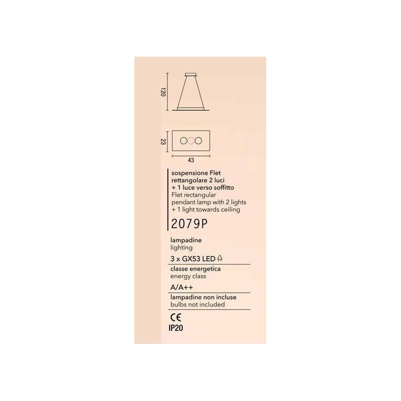 2079P FLET LAMPADARIO RETTANGOLARE 2 E 1 LUCI LED SOSTITUIBILI METALLO BIANCO AFFRALUX - Cristalensi Shop Online