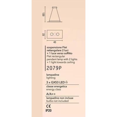 2079P FLET LAMPADARIO RETTANGOLARE 2 E 1 LUCI LED SOSTITUIBILI METALLO BIANCO AFFRALUX - Cristalensi Shop Online