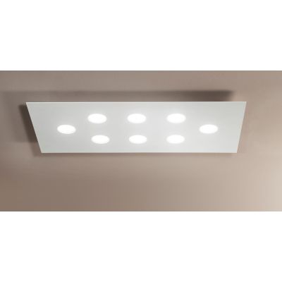2080X FLET PLAFONIERA RETTANGOLARE GRANDE 8 LUCI SOSTITUIBILI ALLUMINIO BIANCO AFFRALUX - Cristalensi Shop Online