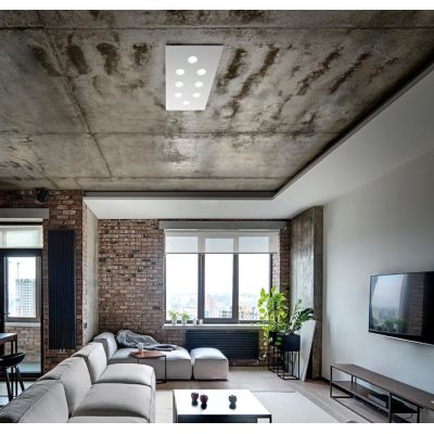 2080X FLET PLAFONIERA RETTANGOLARE GRANDE 8 LUCI SOSTITUIBILI ALLUMINIO BIANCO AFFRALUX - Cristalensi Shop Online