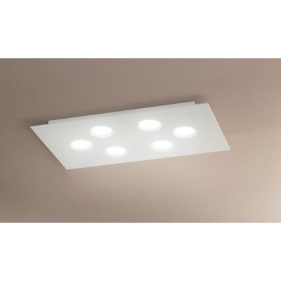 2080G FLET PLAFONIERA RETTANGOLARE MEDIA 6 LUCI SOSTITUIBILI ALLUMINIO BIANCO AFFRALUX - Cristalensi Shop Online
