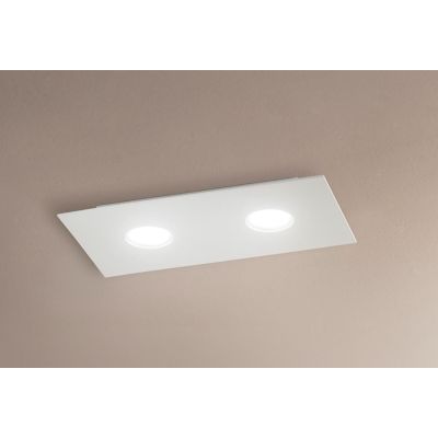 2080P FLET PLAFONIERA RETTANGOLARE PICCOLA 2 LUCI SOSTITUIBILI ALLUMINIO BIANCO AFFRALUX - Cristalensi Shop Online