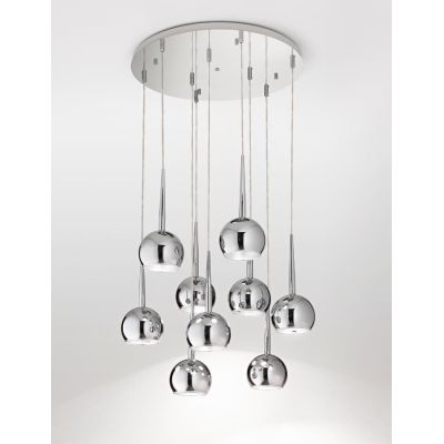 BOL AFFRALUX LAMPADARIO A SFERE CROMATO 9 LUCI MODERNO LAMPADINE SOSTITUIBILI AFFRALUX - Cristalensi Shop Online