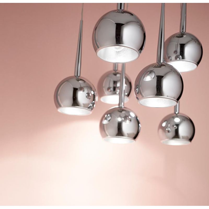 BOL AFFRALUX LAMPADARIO A SFERE CROMATO 9 LUCI MODERNO LAMPADINE SOSTITUIBILI AFFRALUX - Cristalensi Shop Online