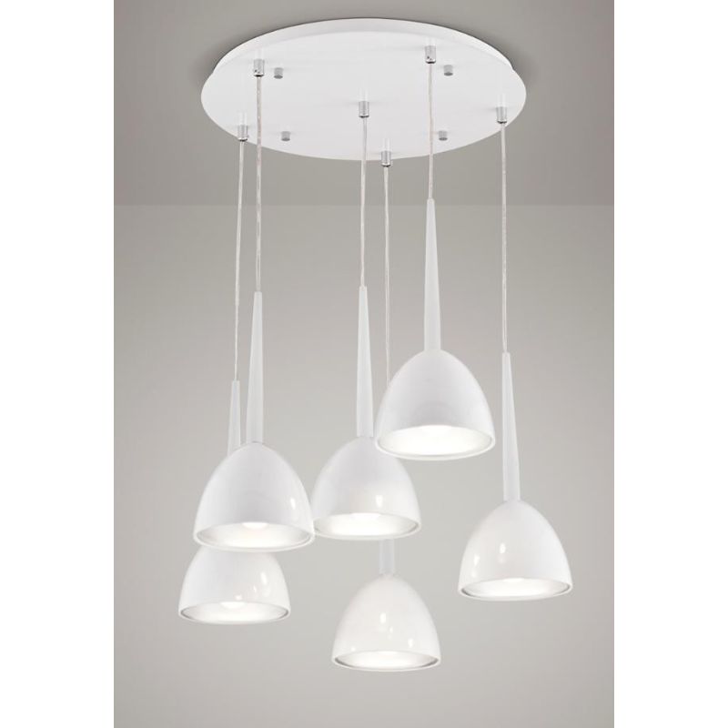 BELL AFFRALUX LAMPADARIO MODERNO 6 LUCI IN METALLO BIANCO LAMPADINE SOSTITUIBILI AFFRALUX - Cristalensi Shop Online