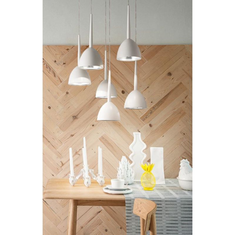 BELL AFFRALUX LAMPADARIO MODERNO 6 LUCI IN METALLO BIANCO LAMPADINE SOSTITUIBILI AFFRALUX - Cristalensi Shop Online