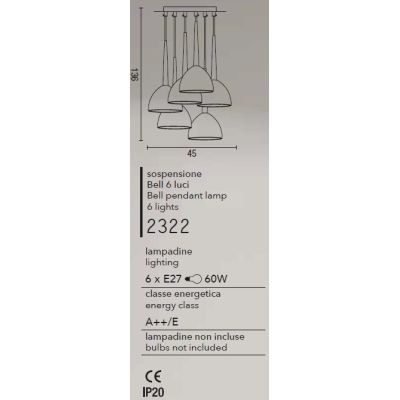 BELL AFFRALUX LAMPADARIO MODERNO 6 LUCI IN METALLO BIANCO LAMPADINE SOSTITUIBILI AFFRALUX - Cristalensi Shop Online