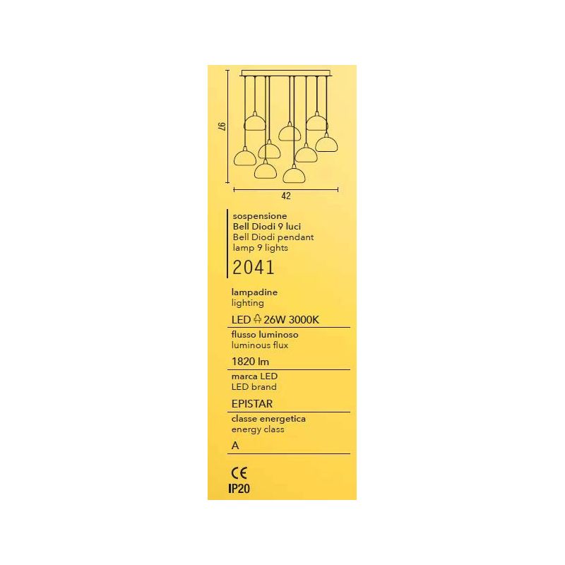 BELLDIODI AFFRALUX LAMPADARIO 9 LUCI LED 27W MODERNO BIANCO AFFRALUX - Cristalensi Shop Online