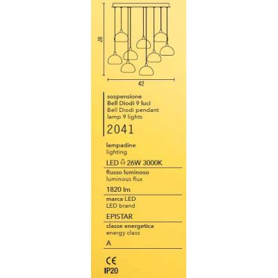 BELLDIODI AFFRALUX LAMPADARIO 9 LUCI LED 27W MODERNO BIANCO AFFRALUX - Cristalensi Shop Online