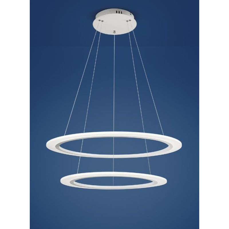 ACRYLED AFFRALUX LAMPADARIO LED 53W ANELLI DIAMETRO 80/60 CM MODERNO BIANCO AFFRALUX - Cristalensi Shop Online
