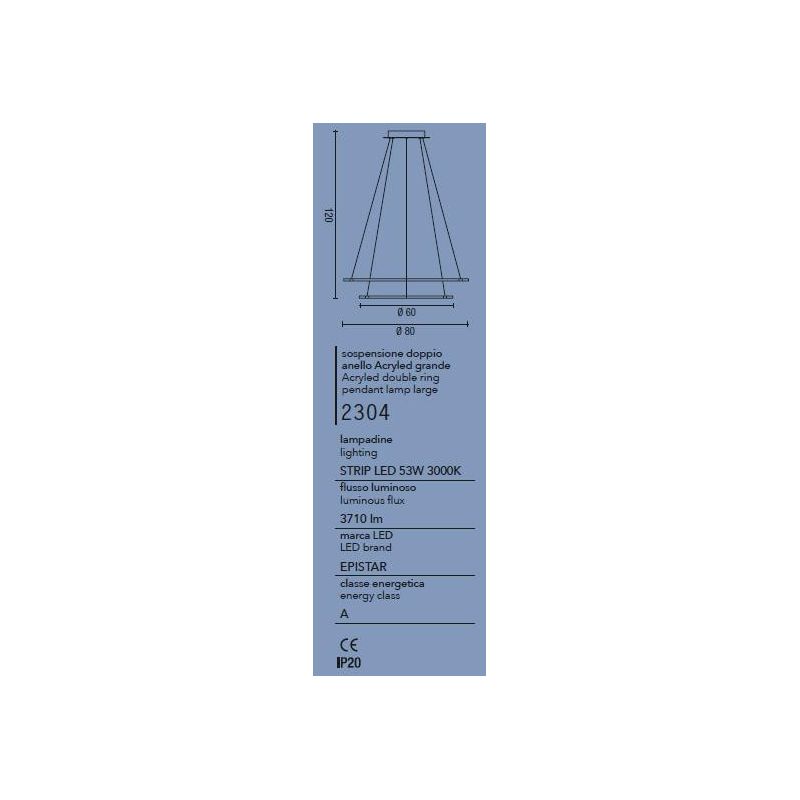 ACRYLED AFFRALUX LAMPADARIO LED 53W ANELLI DIAMETRO 80/60 CM MODERNO BIANCO AFFRALUX - Cristalensi Shop Online