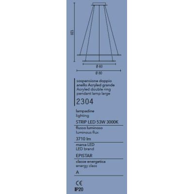ACRYLED AFFRALUX LAMPADARIO LED 53W ANELLI DIAMETRO 80/60 CM MODERNO BIANCO AFFRALUX - Cristalensi Shop Online