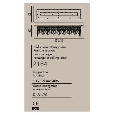 2184 FRANGIA AFFRALUX PLAFONIERA RETTANGOLARE GRANDE CON CRISTALLI LOSANGA AFFRALUX - Cristalensi Shop Online