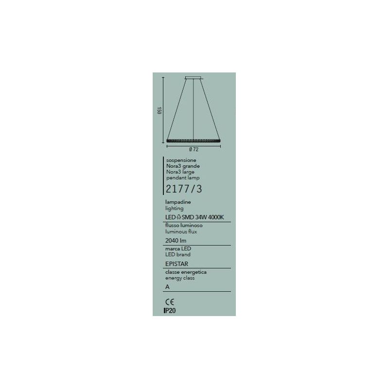 NORA3 AFFRALUX LAMPADARIO CON CRISTALLI A LED 34W 4000K DIAMETRO 72 CM AFFRALUX - Cristalensi Shop Online