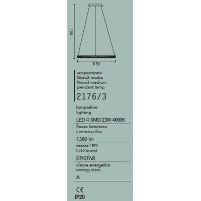 NORA3 AFFRALUX LAMPADARIO CON CRISTALLI A LED 23W 4000K DIAMETRO 50 CM AFFRALUX - Cristalensi Shop Online