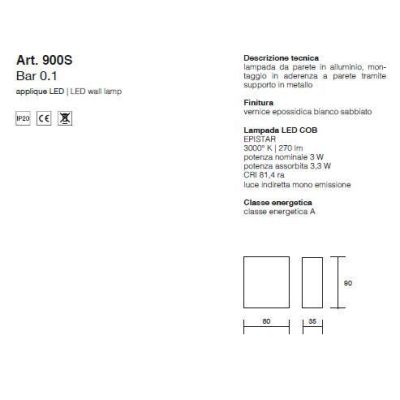 900S APPLIQUE CUBO PICCOLO ALLUMINIO BIANCO 3W LED LUCE SOLO SOTTO DI ISYLUCE ISYLUCE - Cristalensi Shop Online