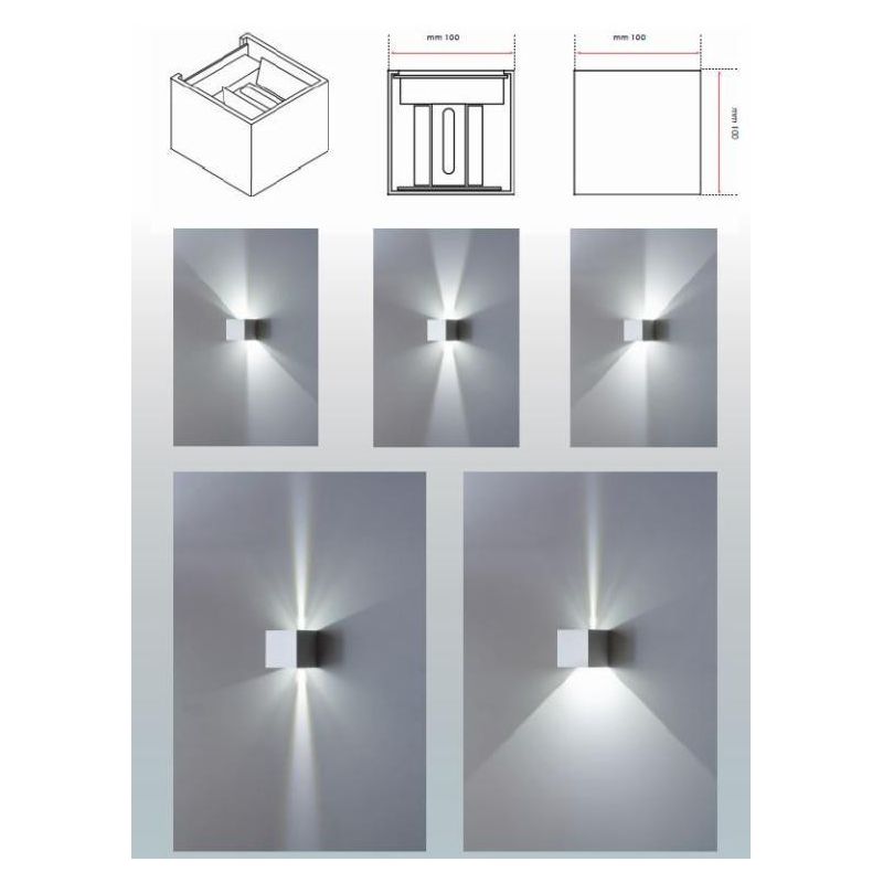 APPLIQUE CUBO BIANCO NERO CORTEN ANTRACITE 6W LED 3000K O 4000K FASCIO LUCE REGOLABILE ISYLUCE - Cristalensi Shop Online