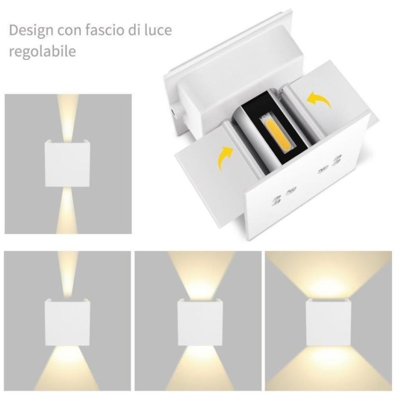 APPLIQUE CUBO BIANCO NERO CORTEN ANTRACITE 6W LED 3000K O 4000K FASCIO LUCE REGOLABILE ISYLUCE - Cristalensi Shop Online