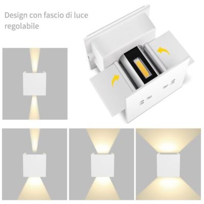 APPLIQUE CUBO BIANCO NERO CORTEN ANTRACITE 6W LED 3000K O 4000K FASCIO LUCE REGOLABILE ISYLUCE - Cristalensi Shop Online
