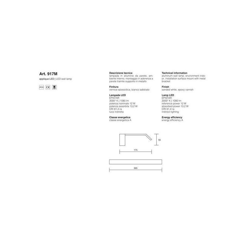 APPLIQUE ISYLUCE MEDIO PER SPECCHIO DA BAGNO BIANCO O NERO LED 12W 3000K ISYLUCE - Cristalensi Shop Online