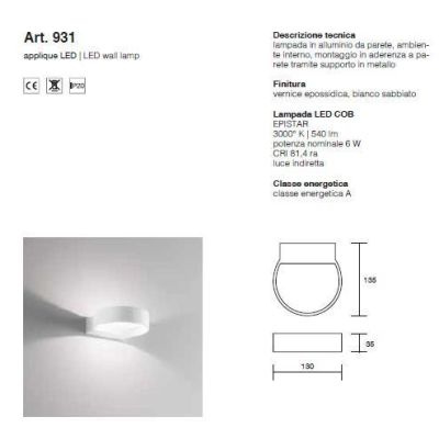 APPLIQUE ISYLUCE ALLUMINIO BIANCO LED 6W 3000K MODERNO LUCE SOPRA SOTTO ISYLUCE - Cristalensi Shop Online