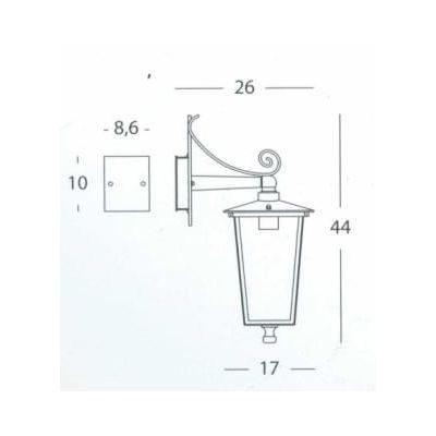 RIBOT LANTERNA A PARETE RIVOLTA VERSO IL BASSO PER ESTERNO BIANCO/ORO O RUGGINE Sovil - Cristalensi Shop Online