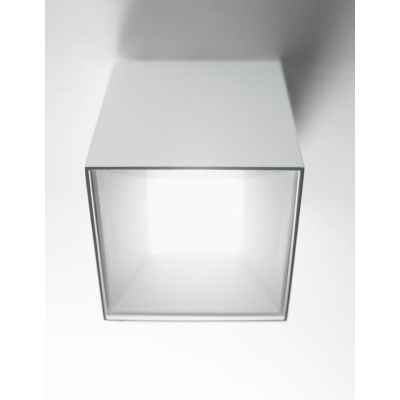 PLAFONIERA CUBO LED INTEGRATO 20W 3000K ALLUMINIO BIANCO VETRO SABBIATO DI ISYLUCE ISYLUCE - Cristalensi Shop Online