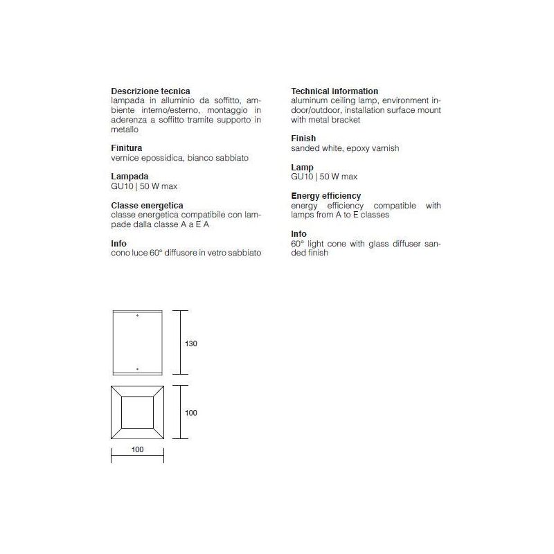 PLAFONIERA ISYLUCE ESTERNA IP54 ALLUMINIO BIANCO, ANTRACITE, CORTEN O NERO VETRO SATINATO ISYLUCE - Cristalensi Shop Online