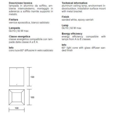 PLAFONIERA ISYLUCE ESTERNA IP54 ALLUMINIO BIANCO, ANTRACITE, CORTEN O NERO VETRO SATINATO ISYLUCE - Cristalensi Shop Online