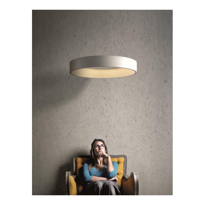 HOOP SOSPENSIONE CIRCOLARE DIAMETRO 60 CM A LED 42W 3000K IN METALLO BIANCO Pan International - Cristalensi Shop Online