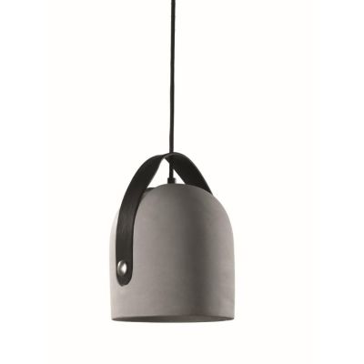 URBAN SOSPENSIONE IN CEMENTO E PELLE NERA CON LAMPADINA LED INCLUSA Pan International - Cristalensi Shop Online