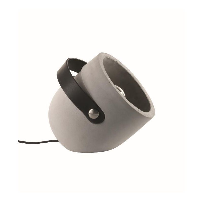 URBAN LAMPADA DA TAVOLO IN CEMENTO E PELLE NERA CON LAMPADINA LED INCLUSA Pan International - Cristalensi Shop Online