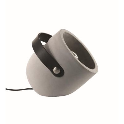URBAN LAMPADA DA TAVOLO IN CEMENTO E PELLE NERA CON LAMPADINA LED INCLUSA Pan International - Cristalensi Shop Online