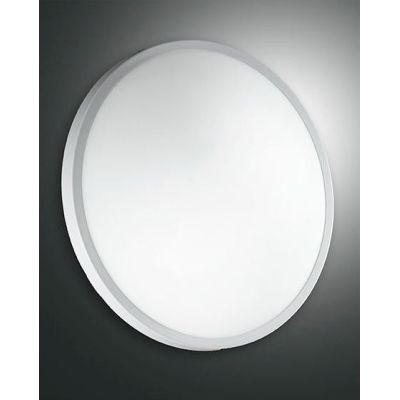 PLAZA PLAFONIERA DI DIAMETRO 40 CM IN METALLO BIANCO,CROMO O NICHEL DIFFUSORE IN VETRO Fabas Luce - Cristalensi Shop Online