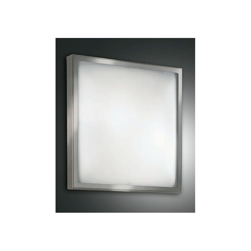 OSAKA PLAFONIERA QUADRATA LATO 40 CM IN METALLO CROMO,BIANCO O NICHEL E DIFFUSORE IN VETRO Fabas Luce - Cristalensi Shop Online
