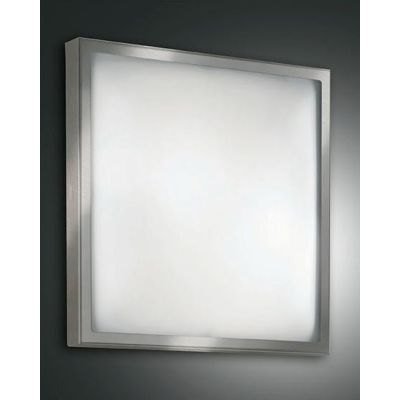 OSAKA PLAFONIERA QUADRATA LATO 40 CM IN METALLO CROMO,BIANCO O NICHEL E DIFFUSORE IN VETRO Fabas Luce - Cristalensi Shop Online