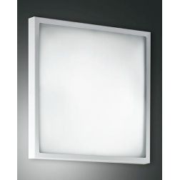 OSAKA PLAFONIERA QUADRATA LATO 40 CM IN METALLO CROMO,BIANCO O NICHEL E DIFFUSORE IN VETRO Fabas Luce - Cristalensi Shop Online 2