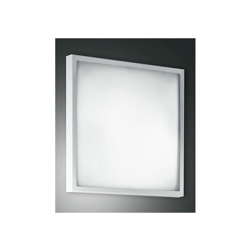 OSAKA PLAFONIERA QUADRATA LATO 40 CM IN METALLO CROMO,BIANCO O NICHEL E DIFFUSORE IN VETRO Fabas Luce - Cristalensi Shop Online
