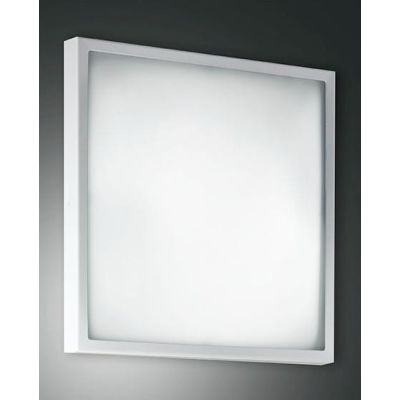 OSAKA PLAFONIERA QUADRATA LATO 40 CM IN METALLO CROMO,BIANCO O NICHEL E DIFFUSORE IN VETRO Fabas Luce - Cristalensi Shop Online