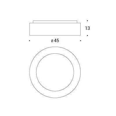 HOOP PLAFONIERA LED 32W 1680 LUMEN 3000K DIAMETRO 45 CM MODERNA ALLUMINIO BIANCO Pan International - Cristalensi Shop Online