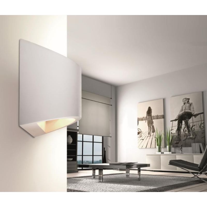IDRA APPLIQUE IN GESSO VERNICIABILE CON LED INTEGRATO 2X6W 3000K DIAMETRO 30 CM Pan International - Cristalensi Shop Online