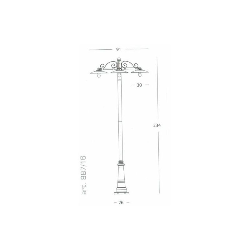 ANTIQUE PALO PER ESTERNO 3 LUCI IN ALLUMINIO VERNICIATO DI GRIGIO ANTRACITE Sovil - Cristalensi Shop Online
